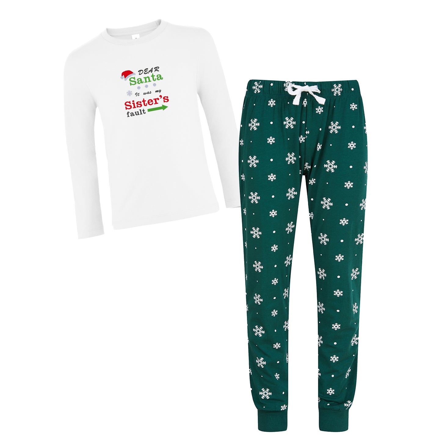 'Dear Santa it was my Brother's/Sister's fault' Kids Christmas Pyjamas