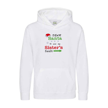 'Dear Santa it was my Brother's/Sister's fault' Kids Hoodie