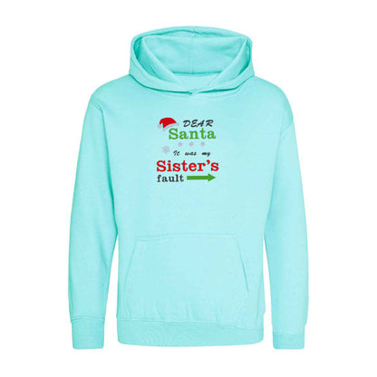 'Dear Santa it was my Brother's/Sister's fault' Kids Hoodie