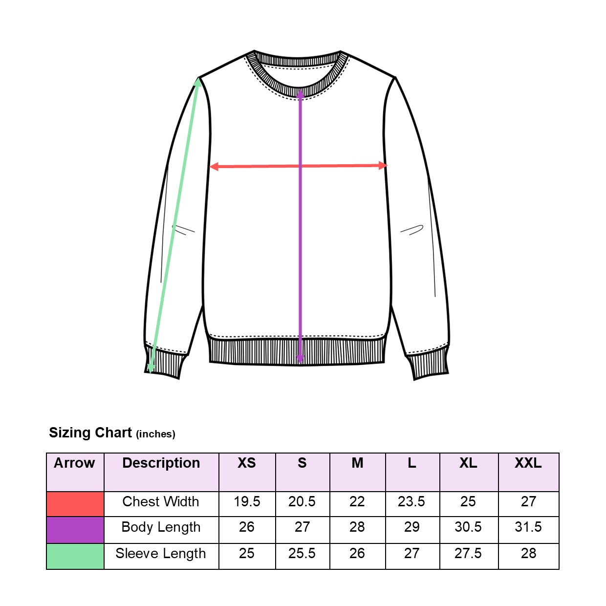 Jumper sizing chart