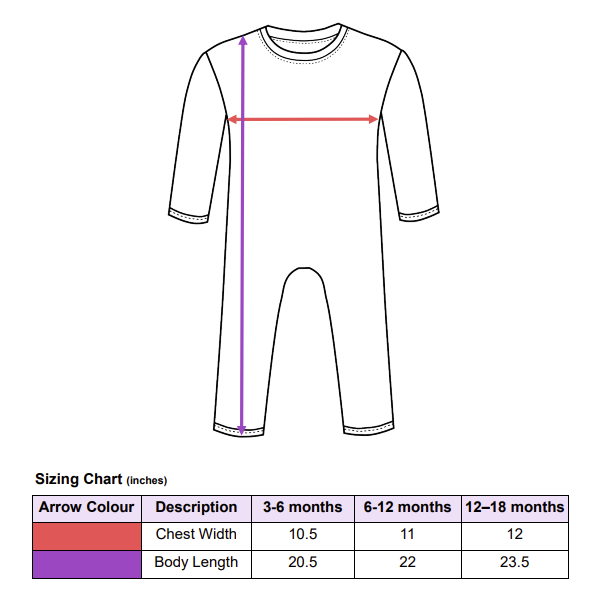 babygrow sizing chart