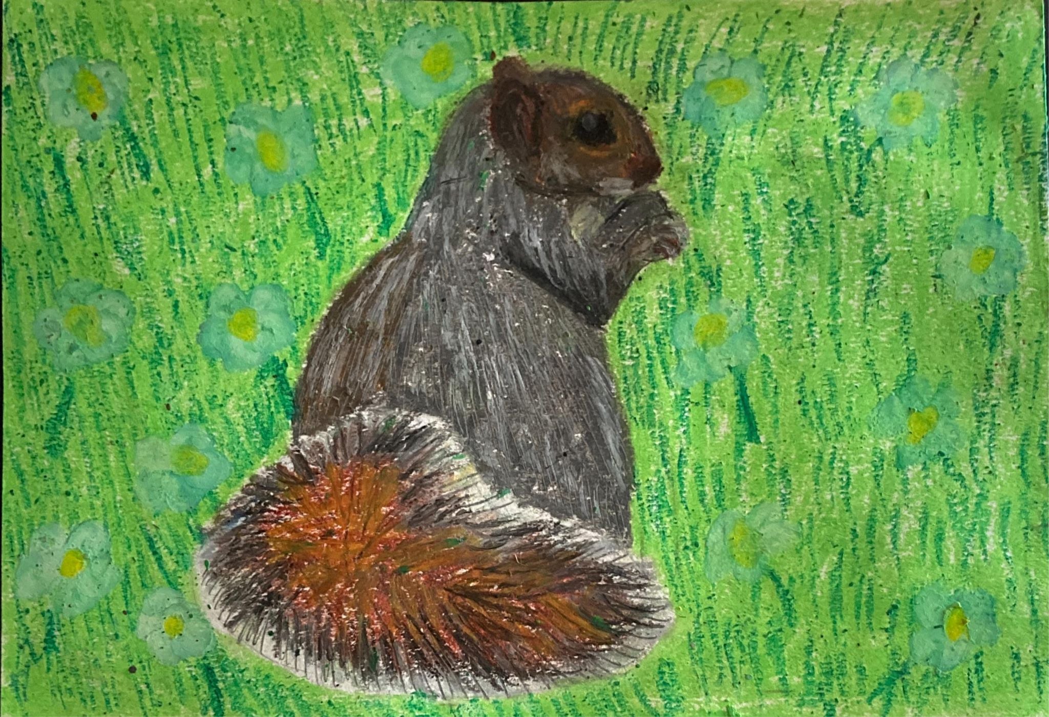 Titch designs oil pastel squirrel 