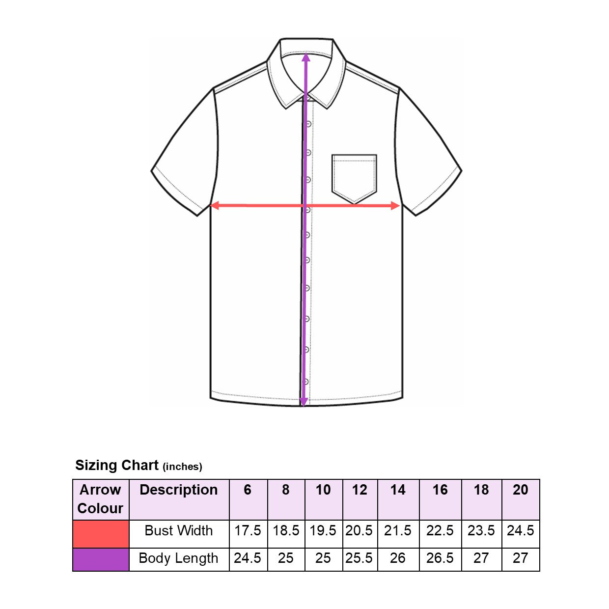 shirt sizing chart